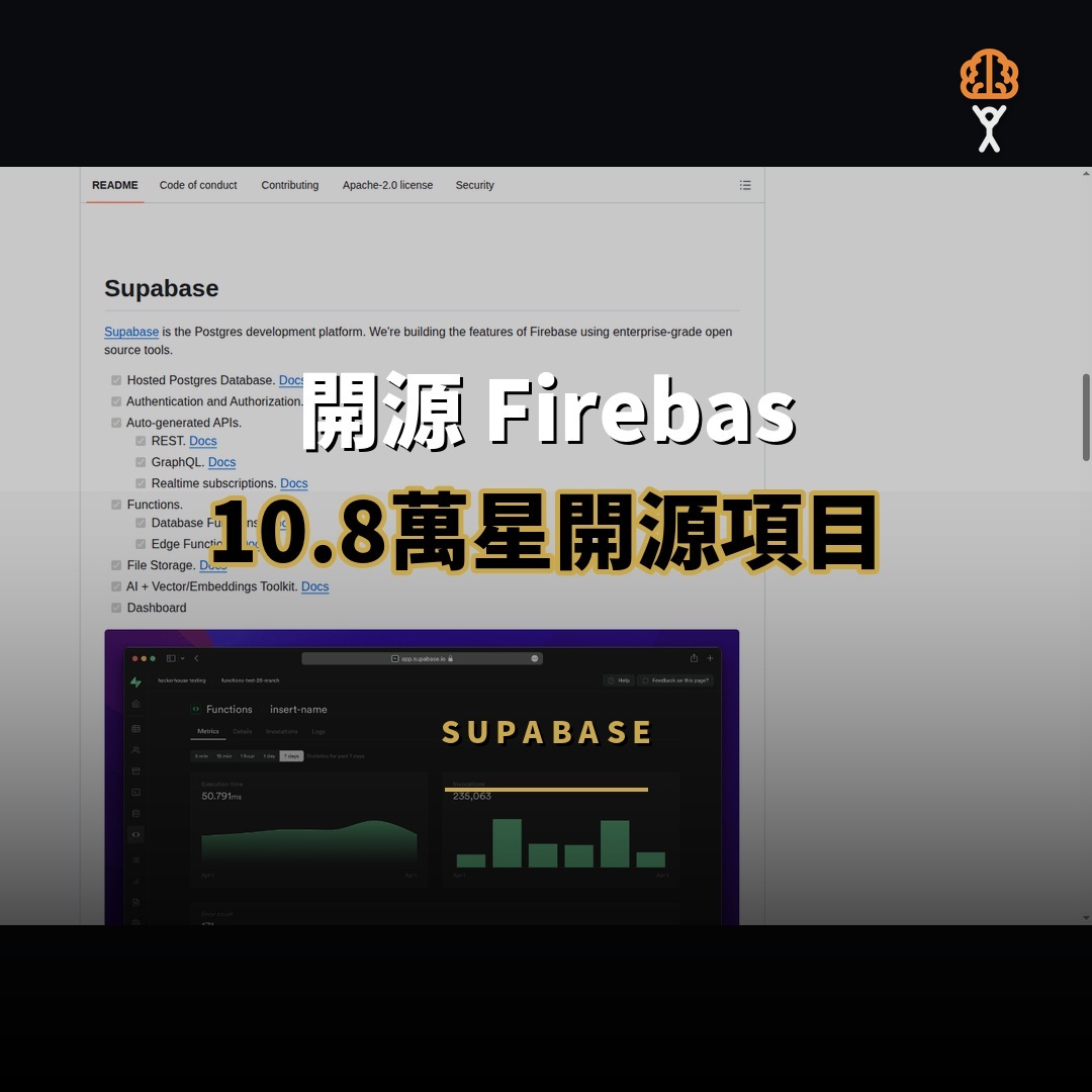 10.8 萬星開源項目：Supabase — 開源 Firebase 替代方案
