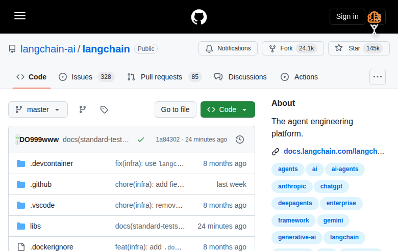 LangChain README 核心內容（Quickstart + Ecosystem）