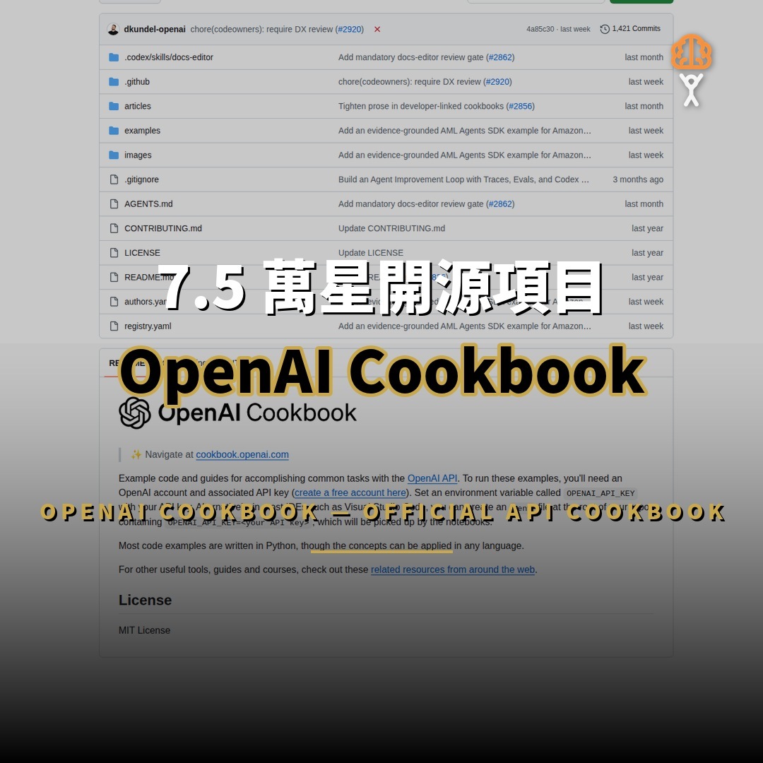 7.5 萬星開源項目：OpenAI Cookbook — 官方 API 教學大全